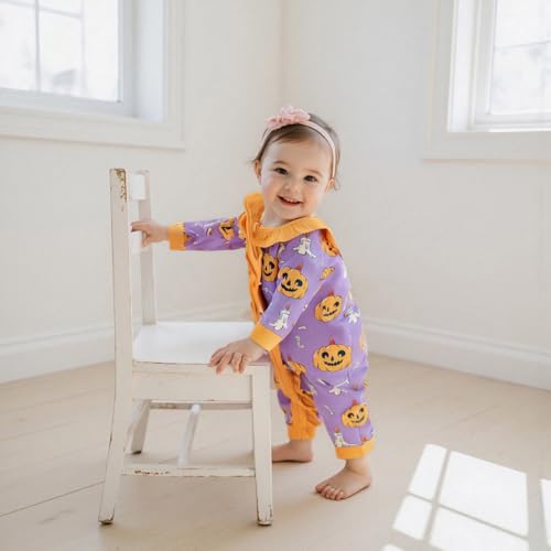 Baby Halloween Outfit Baby Girl Romper Pumpkin Spooky Halloween Baby Girl Clothes Toddler Fall Cute Clothing2