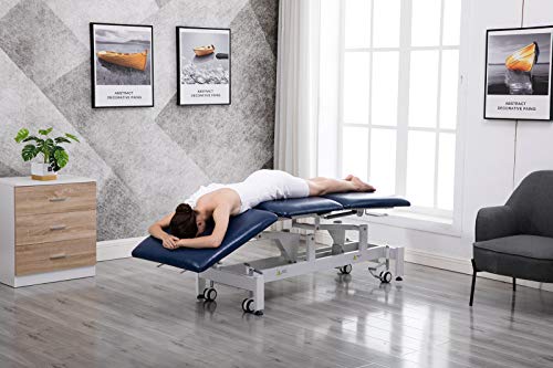 Homelyd Electric Treatment Table Hi-Lo Adjustable，3-Section Physical Therapy Table, Ultra Comfortable Foot Control For Massage And Acupuncture (Blue) #TOP2