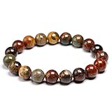 CCXXYGWJ Pulsera elástica con Cuentas Redondas de Piedra de Jaspe Natural, Adecuada para Hombres y Mujeres (Color de la Joya: 0.394 in, Longitud 7.5 in, 7,5 Pulgadas)