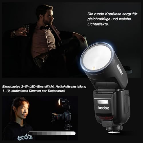 Ficha técnica Godox V1Pro C Flash TTL Cabezal Redondo Speedlite 76Ws HSS 1/8000s 2980mAh Batería de Litio LED Lámpara de Modelado Flash Externo V1-C 2024 SU-1 M TTL Modo Flash para Canon - Fernando Cortés