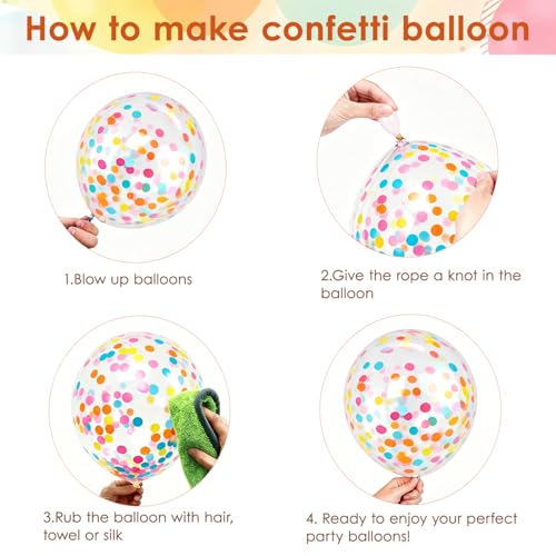 Image of Zesliwy Rainbow Balloons,50pcs 12inch Summer Balloons Orange Yellow Hot Pink Balloons Teal Blue Dark Pink Balloon with Colorful Confetti Balloon for Tropical Birthday Wedding Hawaiian Party Decor