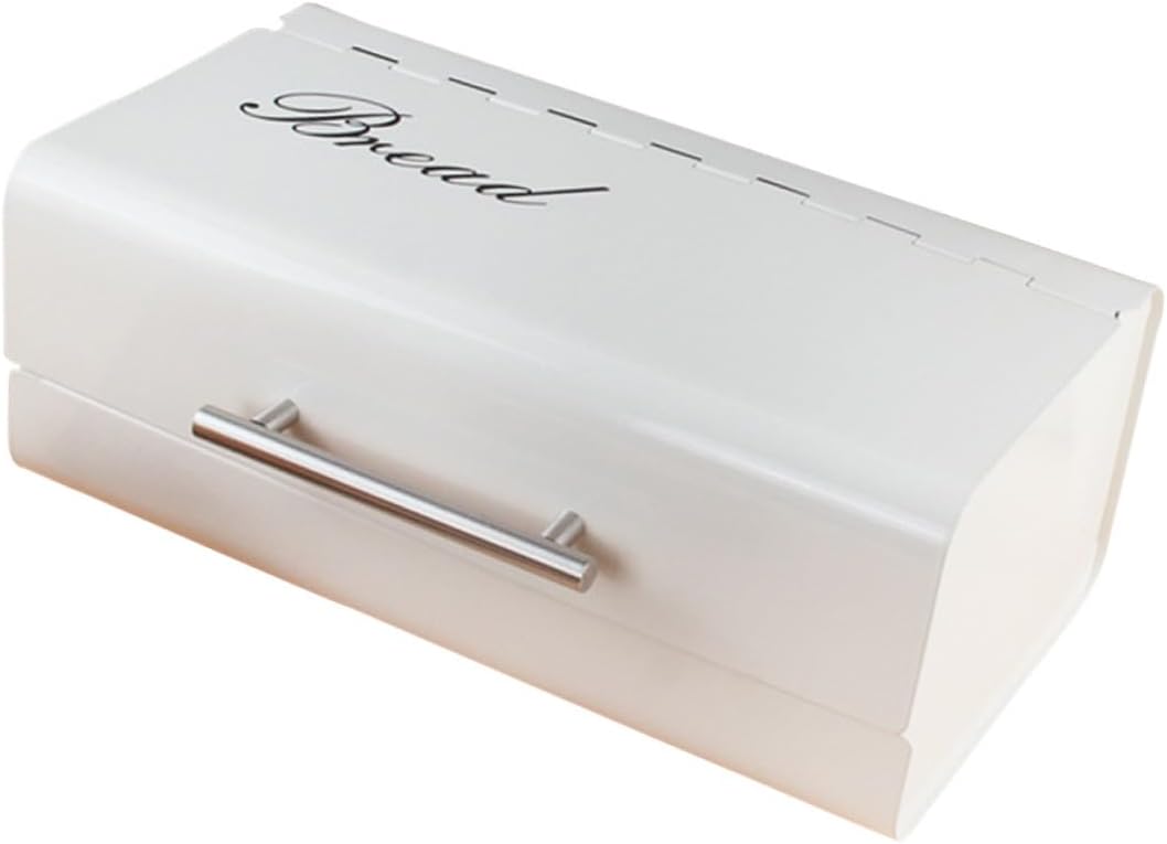 TEHAUX Vintage Japanese-style Kitchen Bread Box with Airtight Lid Sturdy Storage Organizer for Bread Snacks Cake Desktop Decorative Container for Home Bakery Coffee Shop in White