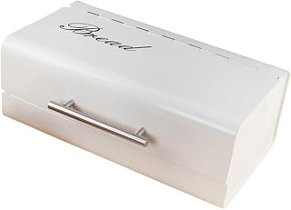 TEHAUX Vintage Japanese-style Kitchen Bread Box with Airtight Lid Sturdy Storage Organizer for Bread Snacks Cake Desktop Decorative Container for Home Bakery Coffee Shop in White