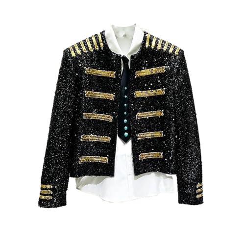 Manches longues gilet court cardigan paillettes brodé homme