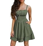 SCARLET DARKNESS Sommerkleid Damen Trägerkleid Minikleid Korsettkleid Elegant Festlich Für Party Cocktail und Strand Graugrün S