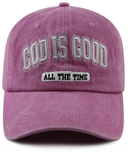 Christian Gifts for Women Men, God is Good Jesus Hat, Religious Faith Baseball Cap, Christmas Birthday Jesus Gifts for Mom Dad Grandpa Grandma Friends Pink