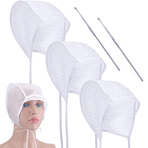 20 Pieces Hair Highlight Cap Kit Disposable Highlight Tipping Cap Salon Hair Coloring Dyeing Hair Cap with 2 Pieces Metal Hooks for Salon and Home Use Hair Highlighting Coloring Supplies (White)
