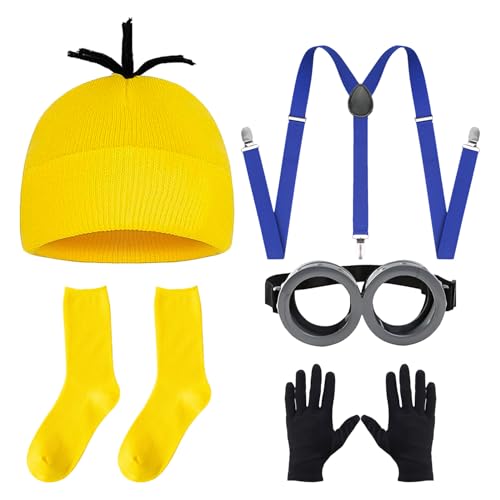 Accessoires costume Halloween complets avec bonnet tricot et lunettes pour fête