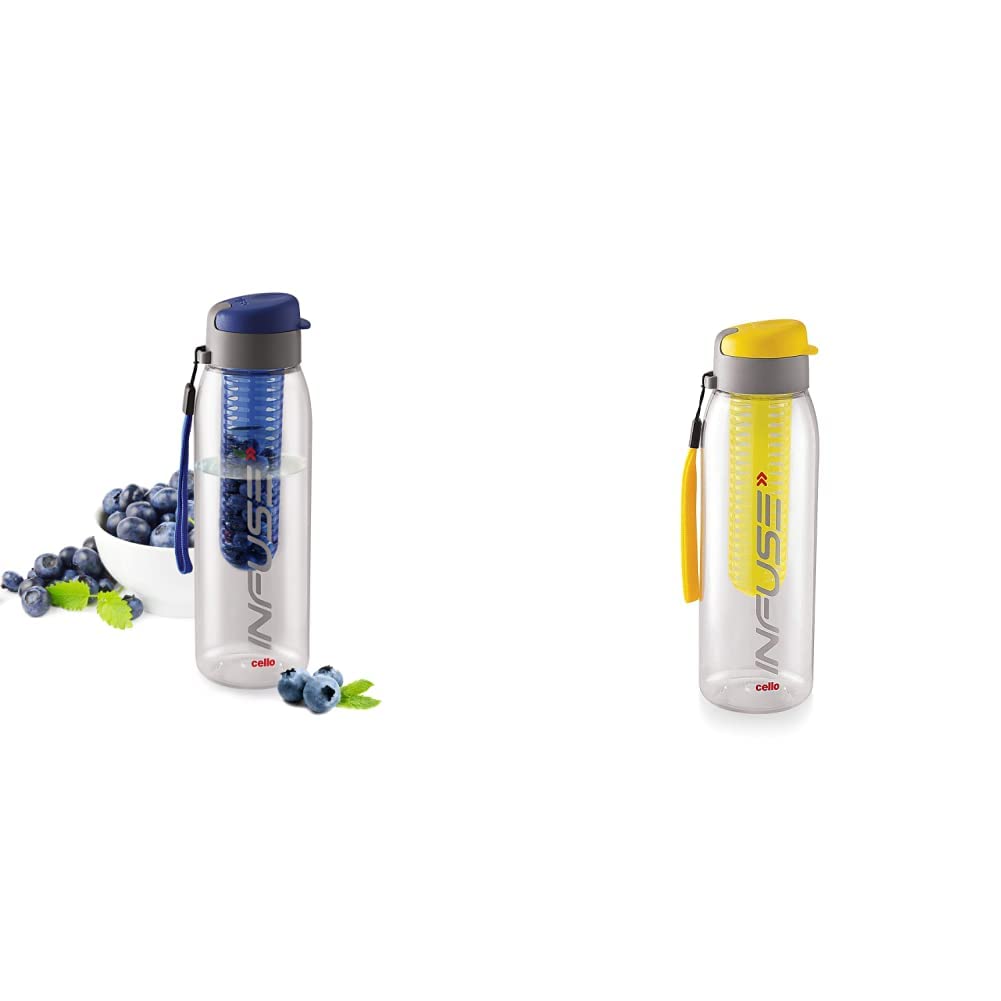 Cello Infuse Plastic Water Bottle, 800 Ml, Blue & Cello Infuse Plastic