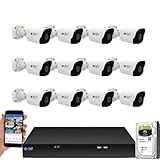 GW Security 16 Channel NVR UltraHD 4K Face Recognition NDAA & TAA Compliant Security Camera System with 12 x 8MP @25FPS Outdoor & Indoor PoE Bullet Cameras, 10 Smart AI Functions