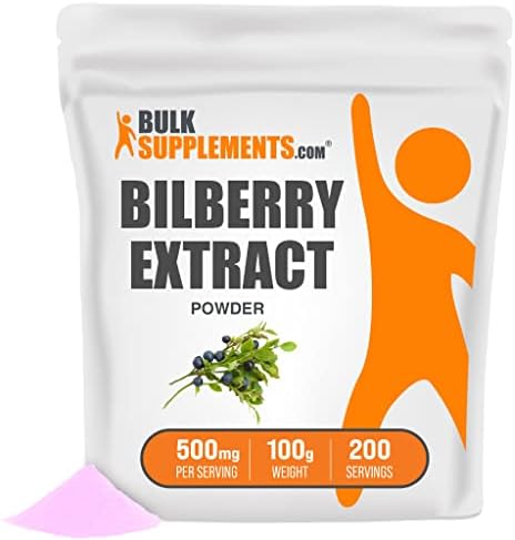BulkSupplements.com Bilberry Extract Powder - Antioxidant Powder - Eye Supplements - Vision Supplements - Anthocyanin Supplement - Bilberry Fruit Extract 1000mg Supplement (100 Grams - 3.5 oz)