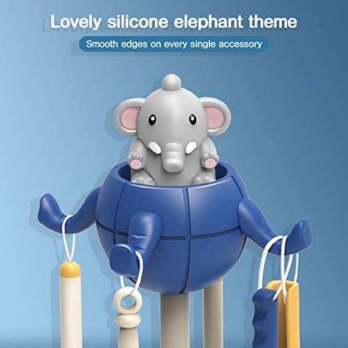 AOKESI Kids Cleaning Set Housekeeping Toy - 8 PCS Elephant Kid Size Cleaning Supplies Mop Broom and Dustpan Set Pretend Play Cleaning Kit for Toddler Kid (Blue)