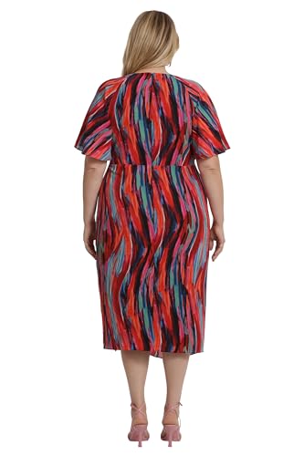 Image of Maggy London Women's Maggy London Women's Dresses Short Flutter Sleeve Faux Wrap Midi Dress
