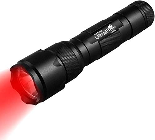 Ultrafire Red Light LED Tactical Torch 630nm Zoomable Mini Hunting Flashlight, Single Mode Super Power Red Predator Light for Night Vision, 502R