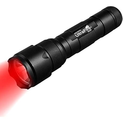 Ultrafire Red Light LED Tactical Torch 630nm Zoomable Mini Hunting Flashlight, Single Mode Super Power Red Predator Light for Night Vision, 502R Cover