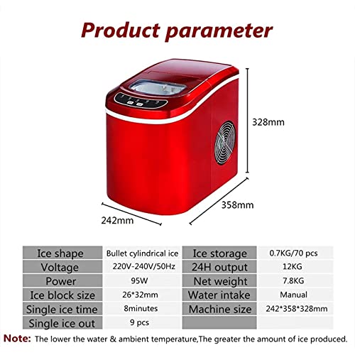 Fabricadora de Hielo Automática y Autolimpiante Portátil para Uso Doméstico, Pequeña Máquina Redonda para Hacer Hielo (12 kg/24 h), Ideal para Familia, Bar y Cafetería miniatura 5