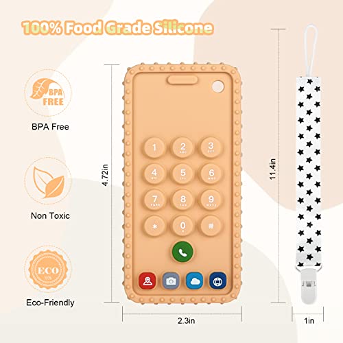 Fu Store 2 Pack Silicone Teething Toys For Infant Toddlers, Cell Phone Shape Teethers For Babies Chew Toys Relief Soothe Babies Gums Set Bpa Free/Freezable/Dishwasher And Refrigerator Safe #TOP4
