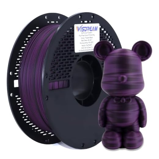 ⚡ WISDREAM PLA Float Color 3D Printer Filament, Dual-Color Flow Effect Across Smooth Surfaces,1.75mm,1kg(2.2 lbs) Best Suited for Large, Smooth-Surface Models (Purple-Black)