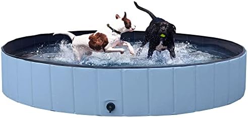 Yaheetech Foldable Pet Swimming Pool Cat Dog Puppy Bathing Tub Indoor/Outdoor Blue Dia 160cm