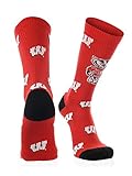 TCK Wisconsin Badgers Mayhem Crew Socks (Red/Black/White, Large)