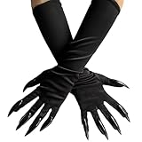 LUNROUG Halloween Costume Cat Woman Paw Gloves Long Fingernails Black Party Gloves Cat Claws Halloween Prop Wolf Claws Glove Cosplay Costume