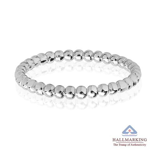 Image of TRUESILVER ACPL 925 Sterling Silver BIS Hallmarked Eternity Bead Wedding Band Ring, Beaded Style Classical Simple Plain Finger Ring for Women