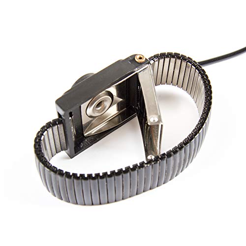 FEITA Pulseira de Metal Ajustável Antiestática Esd - Pulseira Antiestática com Cabo Enrolado de 8 Pé