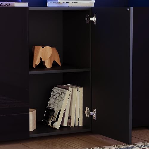 Vida Designs Nova 3 Door Modern LED Sideboard in Black, RGB Lights (Fade/Strobe Options Included), High Gloss - Image 5