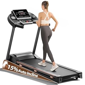 Treadmills for Home, Treadmill with 0-15% Auto Incline, 3HP Folding Treadmill for Running Walking with 280LBS Weight Capacity, Incline Treadmill Equipped with Bluetooth & Pulse Monitor