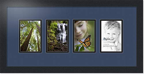 ArtToFrames Collage Photo Frame Double Mat with 4 - 4x6 Openings and Satin Black Frame