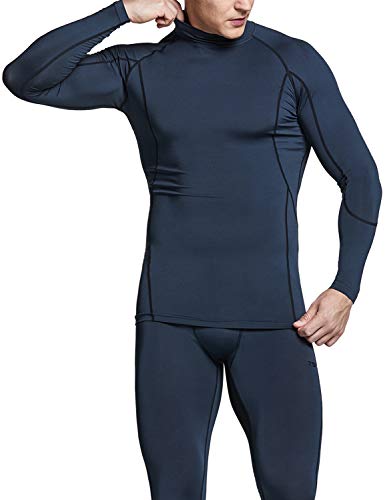 image for TSLA Men's UPF 50+ Mock Long Sleeve Compression Shirts, Athletic Worko