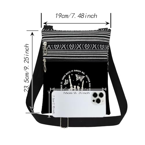 Skeleton Rock Hand Print Woman Crossbody Bag Adjustable Man Shoulder Bag with Zipper Edgy Gift for Concert Nights Unisex Birthdays Outdoor Travel Messenger Bags2