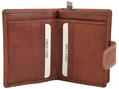 Gianni Conti Italian Veg-Tan Leather RFID Purse – Small Fine Leather Wallet with Coin Section, Note Slot, 4 Credit Card Slots, 2 Slip Pockets – Fully Lined (Tan)