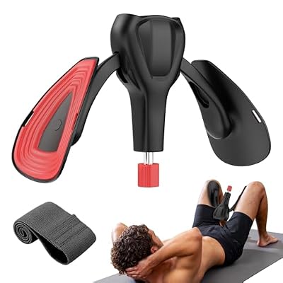 Pelvic Floor Exercise Devices 77 lb Adjustable Kegel Inner Thigh Exerciser and Hip Trainer Workout Equipment for Home Postpartum Recovery Women Men, with Band, Black