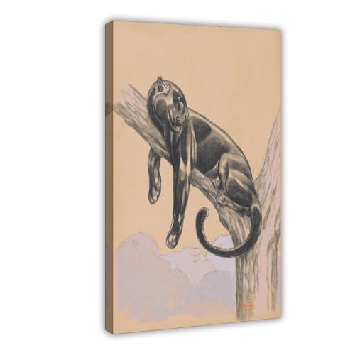 Toile Panthère noire Paul Jouve pour habiller un petit mur de bureau vide