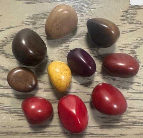 Tagua Nut Whole Seed Beads. 10 Tagua Nuts in 5 Colors. Undrilled. Size: 3x3 cm. Approx. Eco Sustainable Jewelry Making Carving Woodwork