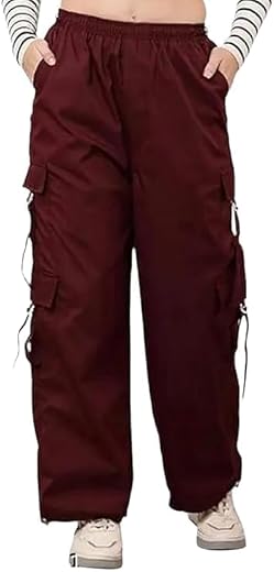 JAGMOOLYA Products Women's Mid-Rise Regular Fit Full-Length Jeans Cargos with 6 Pockets Cotten Blended Jeans Cargos for Gi...