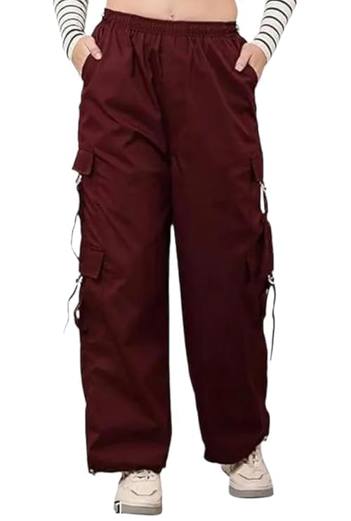 JAGMOOLYA Products Women's Mid-Rise Regular Fit Full-Length Jeans Cargos with 6 Pockets Cotten Blended Jeans Cargos for Gi...