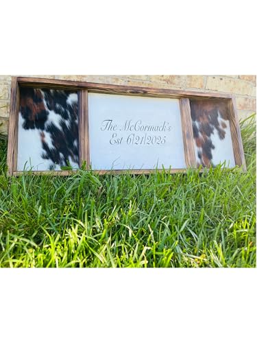 Genuine Cowhide - Personalized name Sign - Farmhouse Sign -