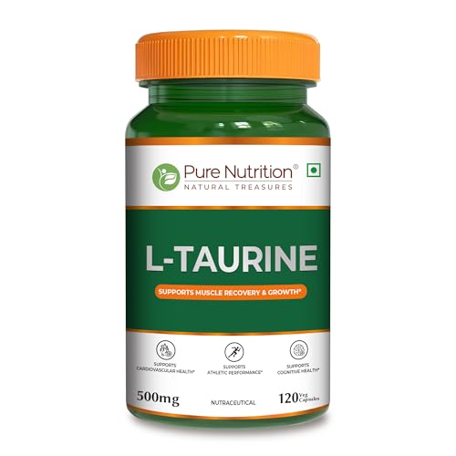 Image of Pure Nutrition L-Taurine 500mg - 120 Veg Capsules | Amino Acid Supplement for Athletic Performance, Muscle Recovery, Cognitive & Heart Health