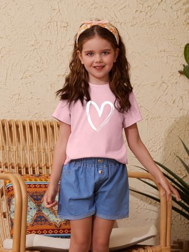 Image of ZDC Girls' Short Sleeve Shirts Kids Crewneck T-Shirts Summer Tops Basic Tees 5-14 Years