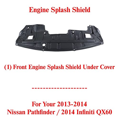 Image of New Front Engine Splash Shield Under Cover Direct Replacement for Nissan Pathfinder 2013-2014 / Infiniti QX60 2014 758923JA0B NI1228147