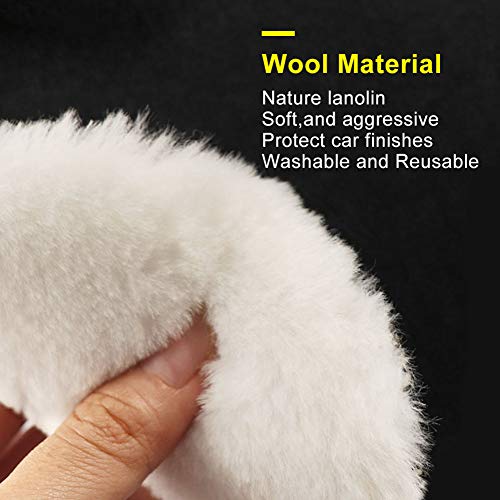 Anahaf 7 Pcs 6 Inch Wool Polishing Pads Polishing Buffing Wheel For Drill Buffer Attachment Polishing Pads Wool Polishing Pads Kits With M14 Drill Adapter #TOP2