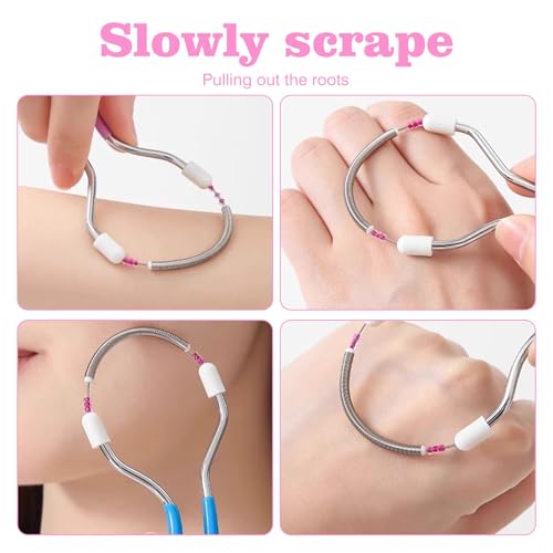 2 Stück Gesichtsepilierer, Haarentfernung Gesicht Damen, Frühlings Gesichtsepilierer, Manueller Tragbarer Epilierer, Edelstahl Gesichtshaarentferner für Gesichtshaarentfernung, Stirn, Wange, Oberlippe