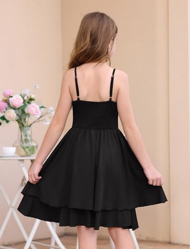 IBAKOM Teen Girl Sleeveless Smocked Prom Sundress Junior Graduation Homecoming Twirl Dress Tween Birthday Wedding Outfits2