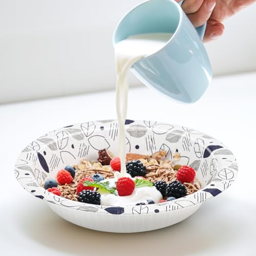 image for Lamosi 150 Counts 12 oz Paper Bowls, Heavy Duty Soak Proof Paper Bowls