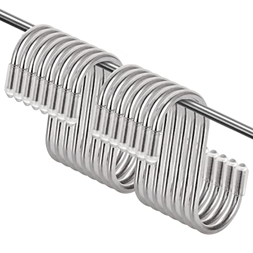 Abuff 100 Pcs S Hooks For Hanging With Rubber Stopper Non Slip, 2.7 Inch S Shaped Stainless Steel Hooks, Heavy Duty S Hooks For Kitchen, Plant Pots, Bags, Cups, Clothes(Silver) #TOP24