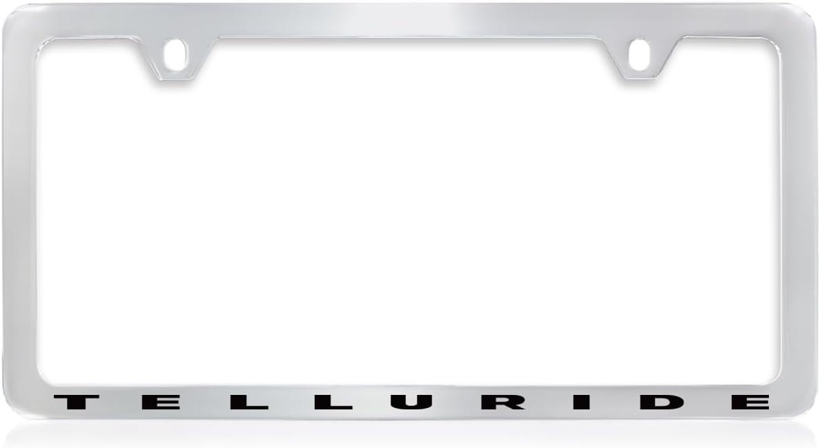 Kia Telluride License Plate Frame Chrome Plated Metal Thin Rim 2-Hole