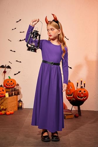 Image of Arshiner Girls Maxi Dress Long /Short Sleeve Casual Holiday Dress with Pockets for 5-13 Years