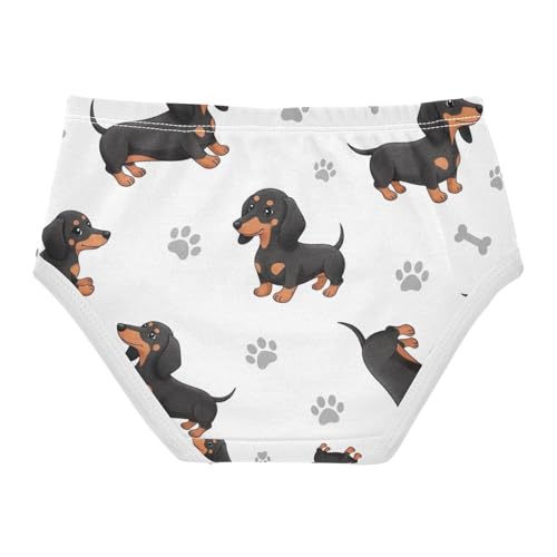 Cute Black Tan Dachshund Dogs Underwear for Girls, Toddler Briefs, Cotton Girls Underwear, 2–8 Years2